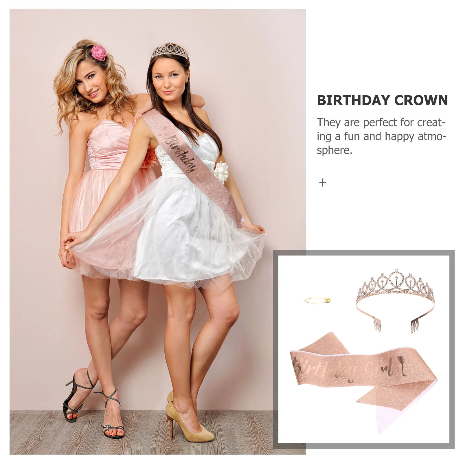 

1 Set Creative Birthday Party Dressing Props Crown Hair Shoulder Strap Party Costume Favors Light Durable Safe Material Perfect