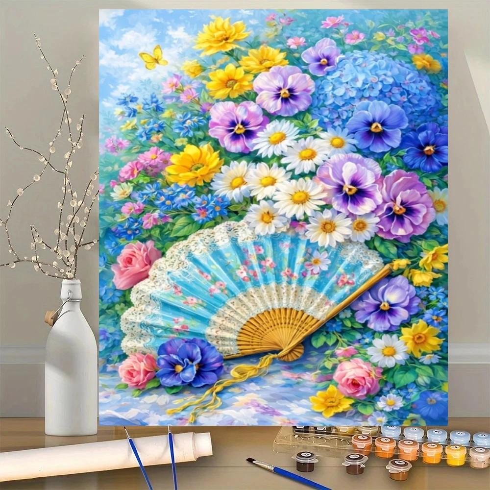 Ölgemälde nach Zahlen Blume und Kuchen DIY Zahlenmalerei Leinwandbilder nach Zahlen Heimdekoration Großformat