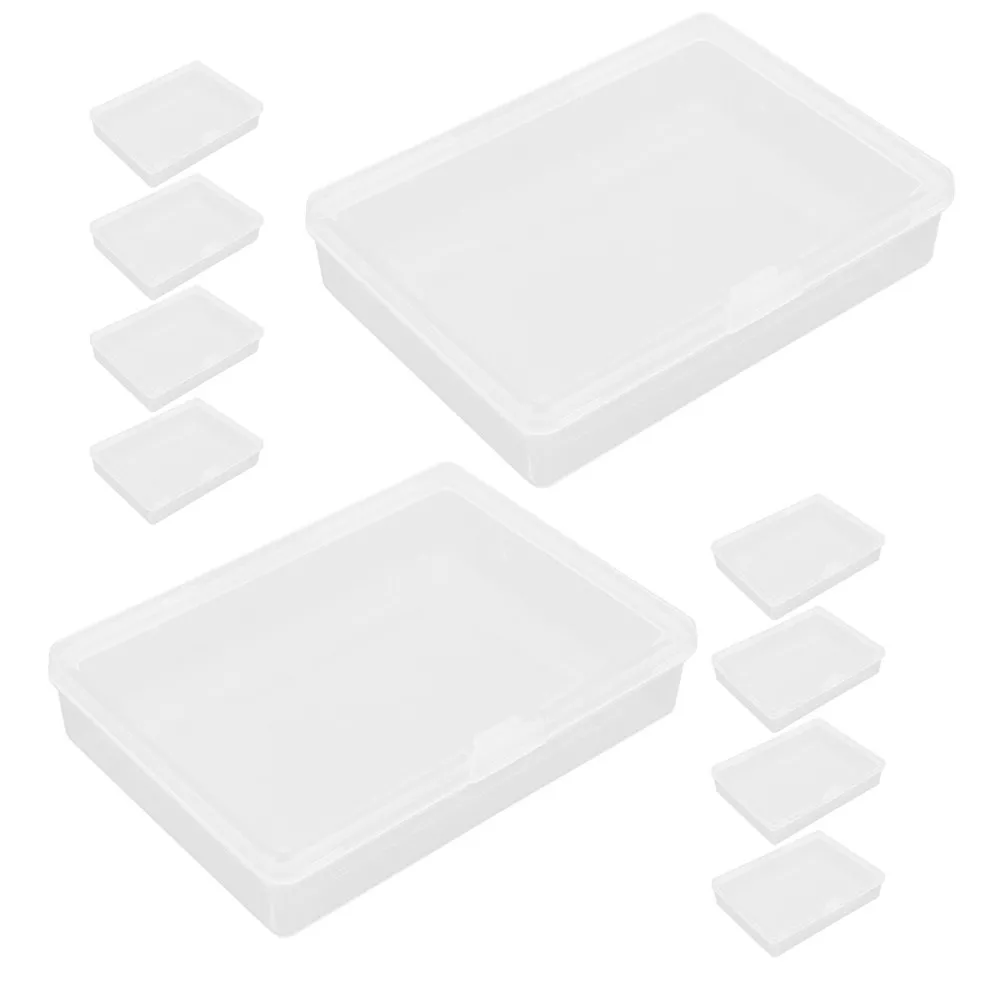 12Pcs Plastic Card Storage Boxes Clear Rectangle Game Card Holders Hinged Lid Organizer for Playing Cards Trading Decks
