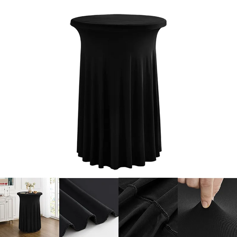 Ronde Hoge Top Stretch Spandex Cocktail Tafelkleden met Rok Rimpelvrije Cocktail Tafelkleed voor Bruiloft Banket JT443