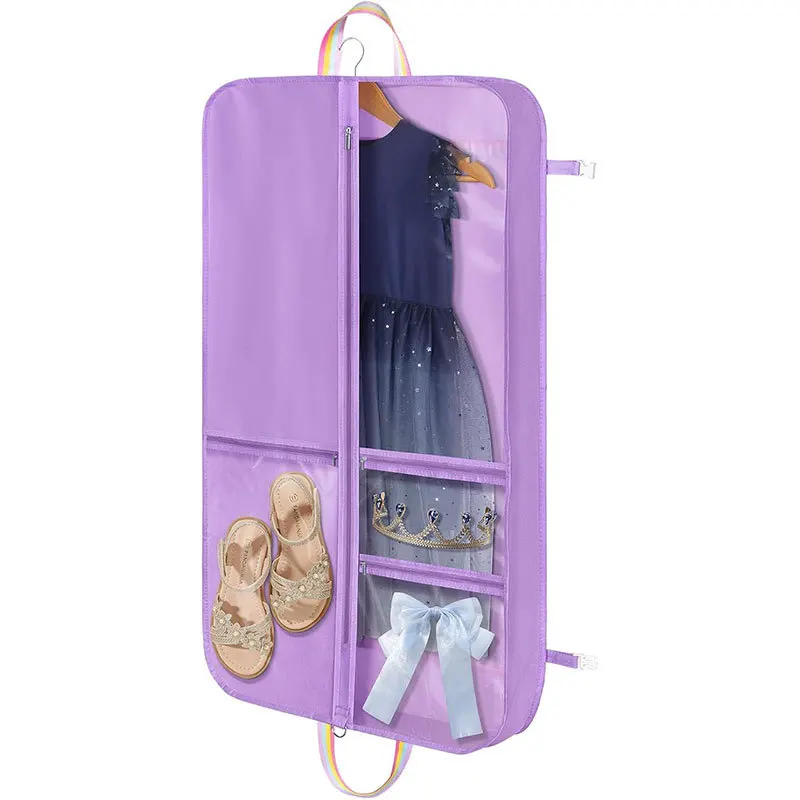 Dance Costume Storage Bag with Multiple Zipper Pockets Semi-Transparent Dust Cover Waterproof Garment Bag