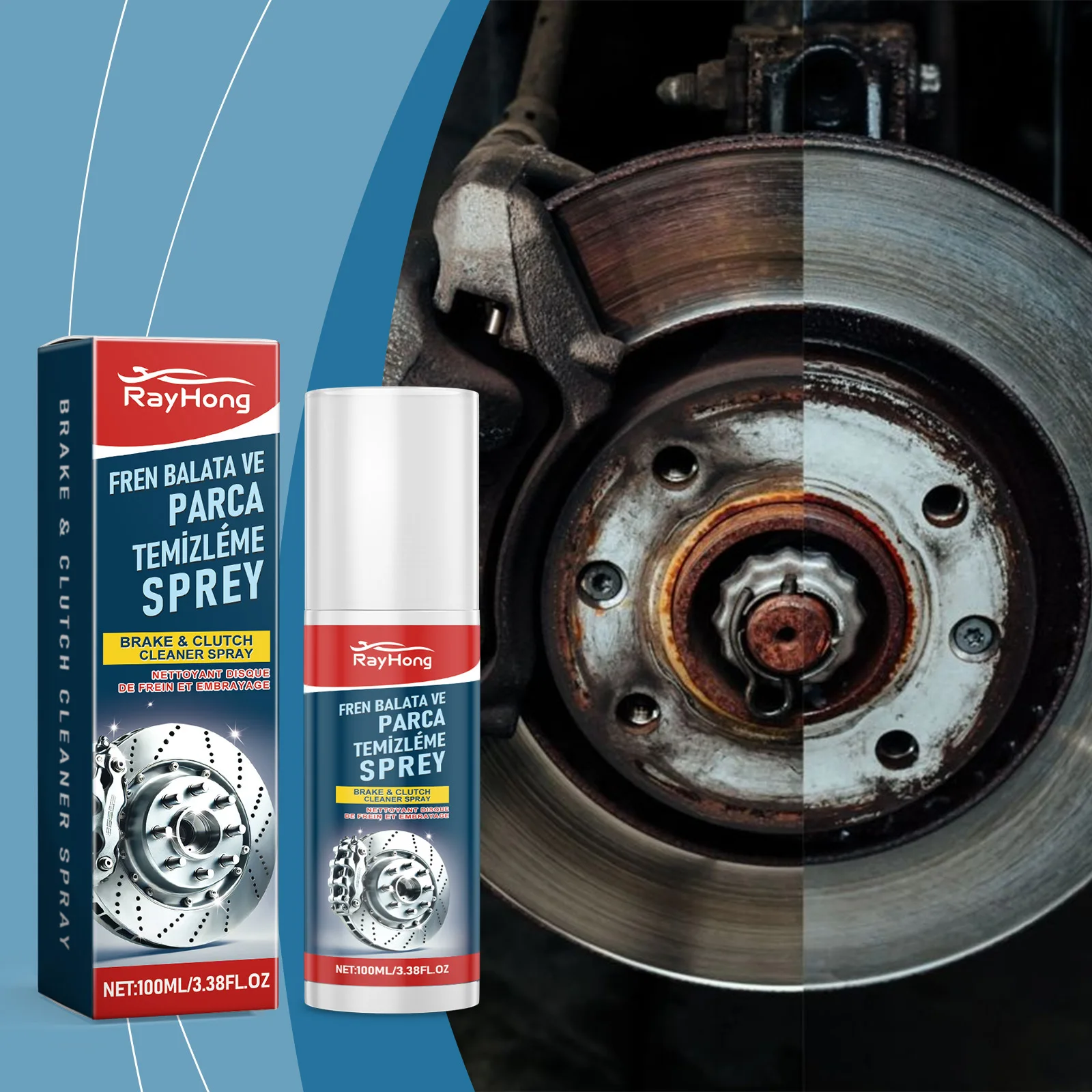 

100ml Brake & Clutch Cleaner Spray - Heavy Duty Degreaser for Disc Brakes - Safe on Rubber & Metal - Reduces Noise