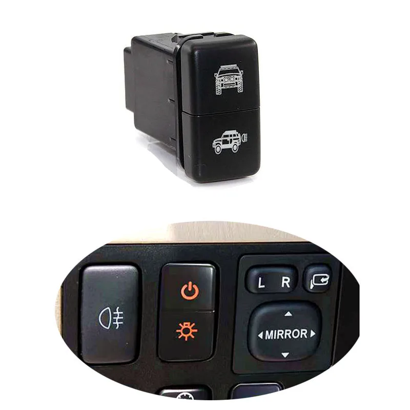 

1PC Car Dual Key Switch Differential Lock Tank ABS spotlight Winch Switch Button For Toyota FJ Cruiser LC100 Prado 120 Old Reiz