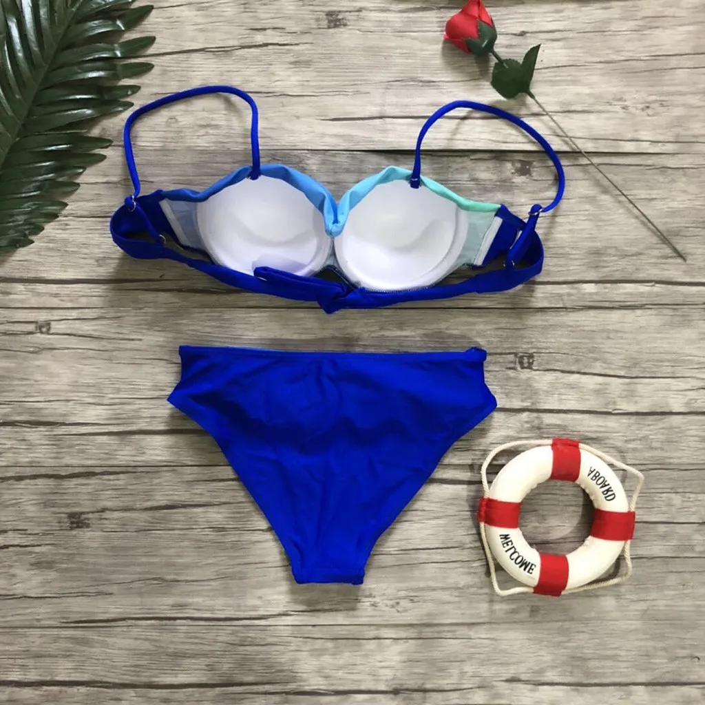 Conjunto de Bikini Sexy para mujer, trajes de baño de dos piezas, Vestido de playa bohemio de Surf, Tankini deportivo, Verano