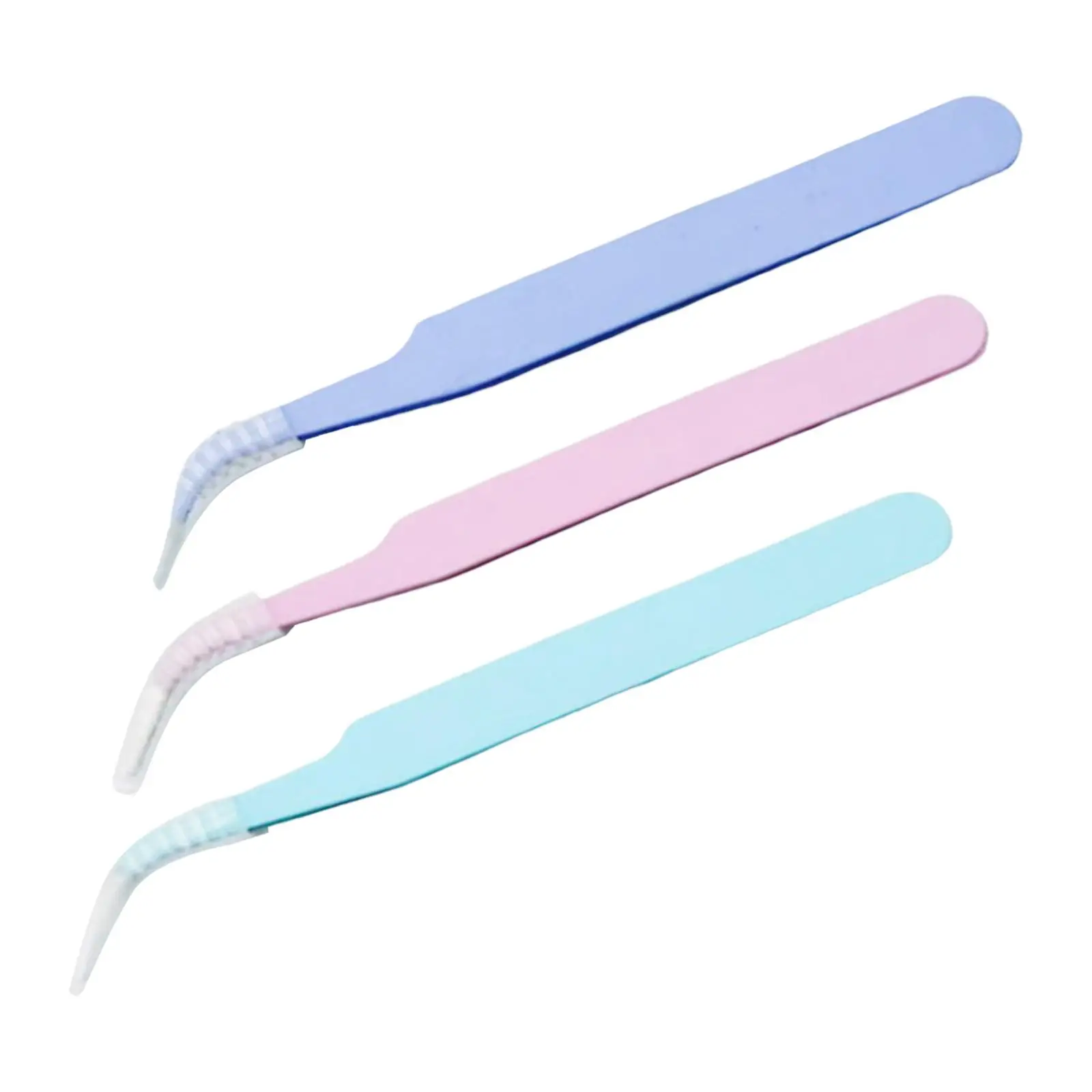 3x Craft Tweezers Precision Curved Head Tool Metal Lash Extension Tweezers for Stickers Soldering Jewelry Making Scrapbooking