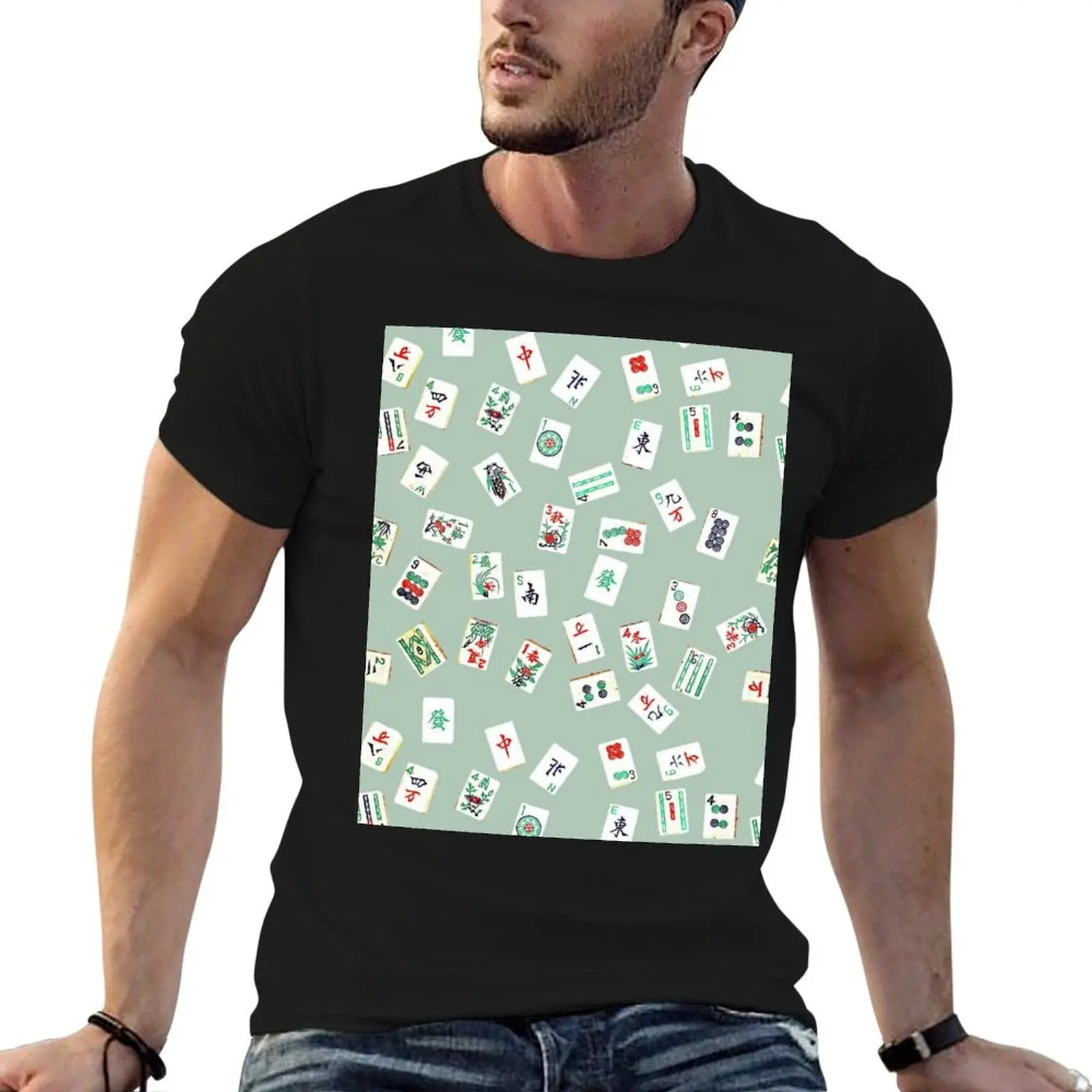 mah jongg tiles celadon T-Shirt cheap stuff Personalized t-shirt mens graphic t-shirts pack