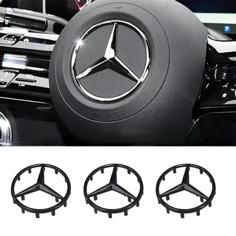 52/58mm 자동차 스티어링 휠 중공 로고 3D ABS 로고 배지는 메르세데스-벤츠 AMG GLK W202 W204 W210 W211 W212 W220에 적합합니다.
