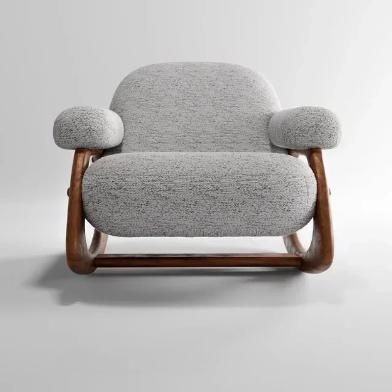 Comfortable Rocking Living Room Chair Balcony Comfy Grey Chair Italian Fabric Sillones Para Sala De Estar Living Room Furniture