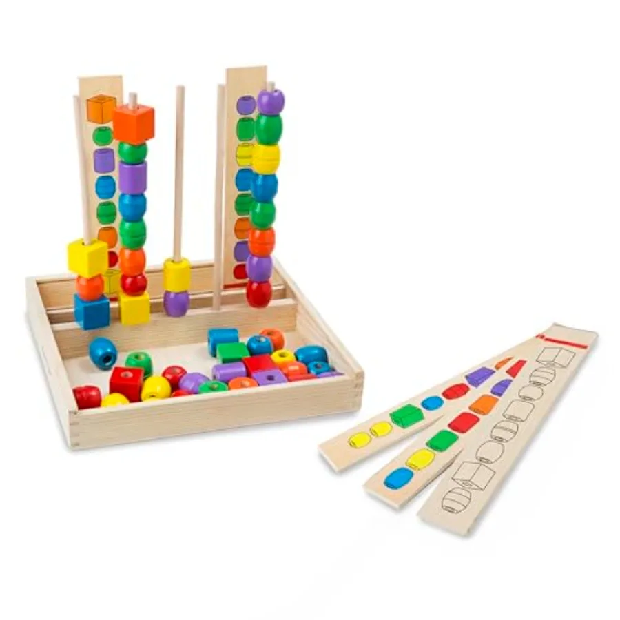 

Melissa and Doug Bead Sequencing Set with 46 Wooden Beads and 5 Double-Sided Pattern Boards