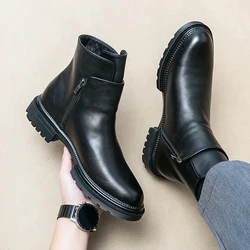 Autumn/Winter New Men Chelsea Boots Slip-on Waterproof Ankle Boots Retro Side Zipper Men Fashion High Top Boots Motorcycle Shoes