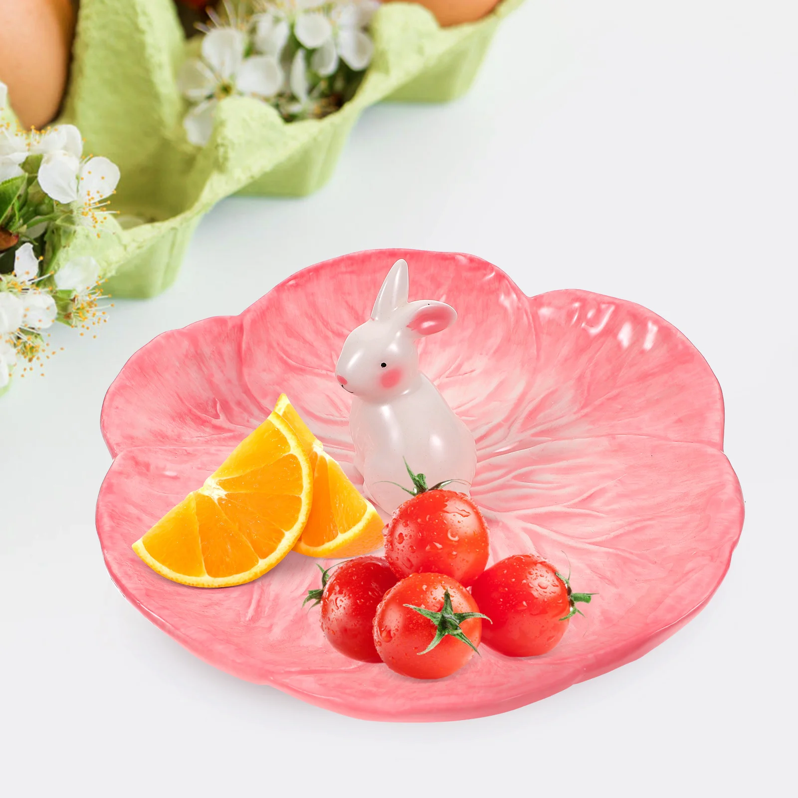 

Kids Ceramic Dish Pink Chinese Cabbage Shape Snack Plate for Dessert Fruit Salad Appetizers Tapas Chips Premium Serving Platter