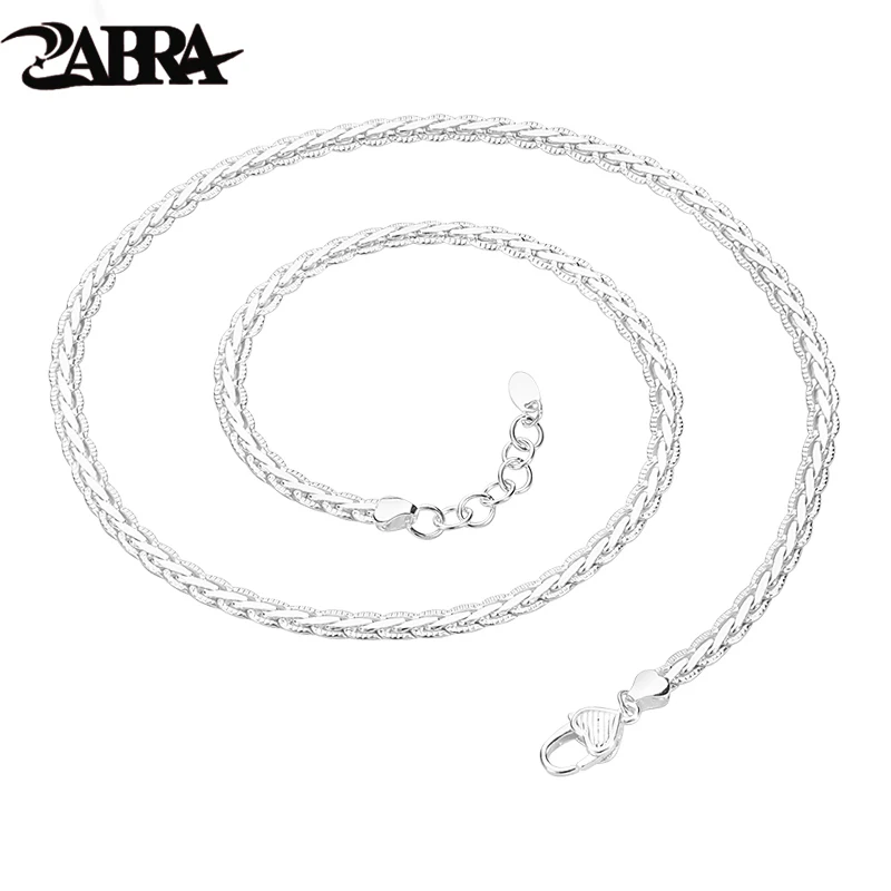 ZABRA 925 Silver Woven Necklace Keel Chain Men's Fashion Clavicle Chain Neck Chain Men's Accessories