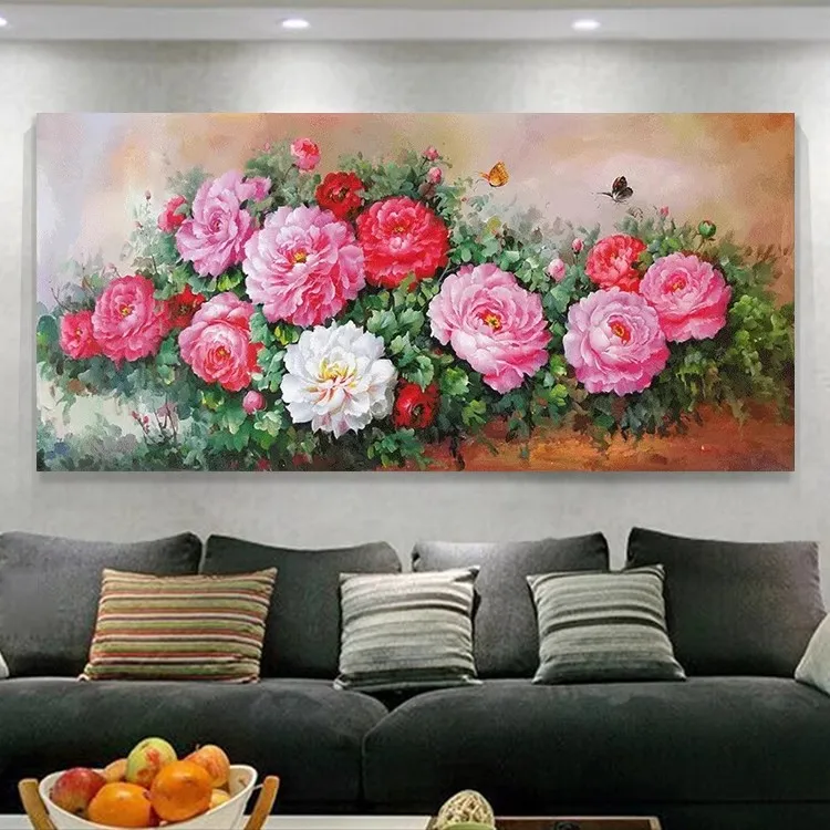 

DIY full Diamond Embroidery,Round Diamond Flower Blooming and Rich Peony Calligraphy decoration rhinestone Diamond painting