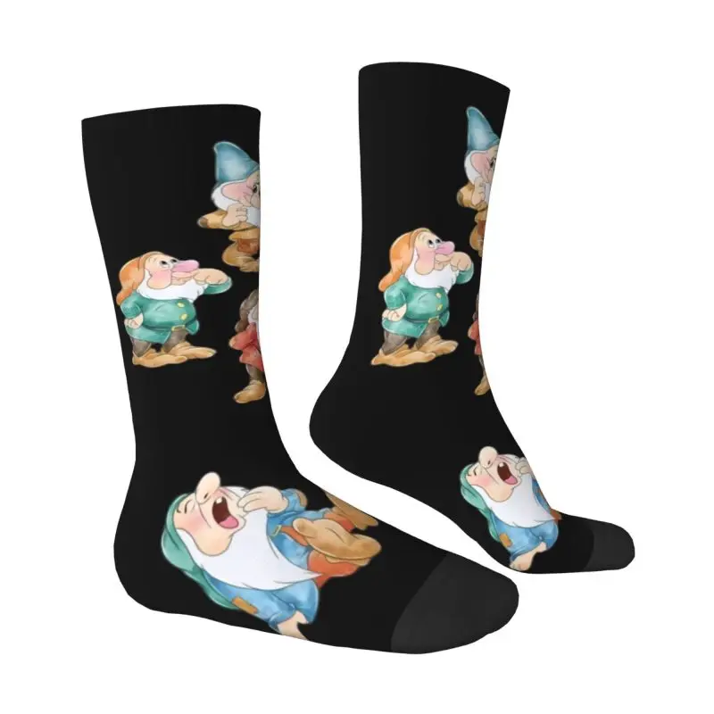 Custom Snow White And The Seven Dwarfs Men's Crew Socks Unisex Kawaii Cartoon Spring Summer Autumn Winter Dress Socks