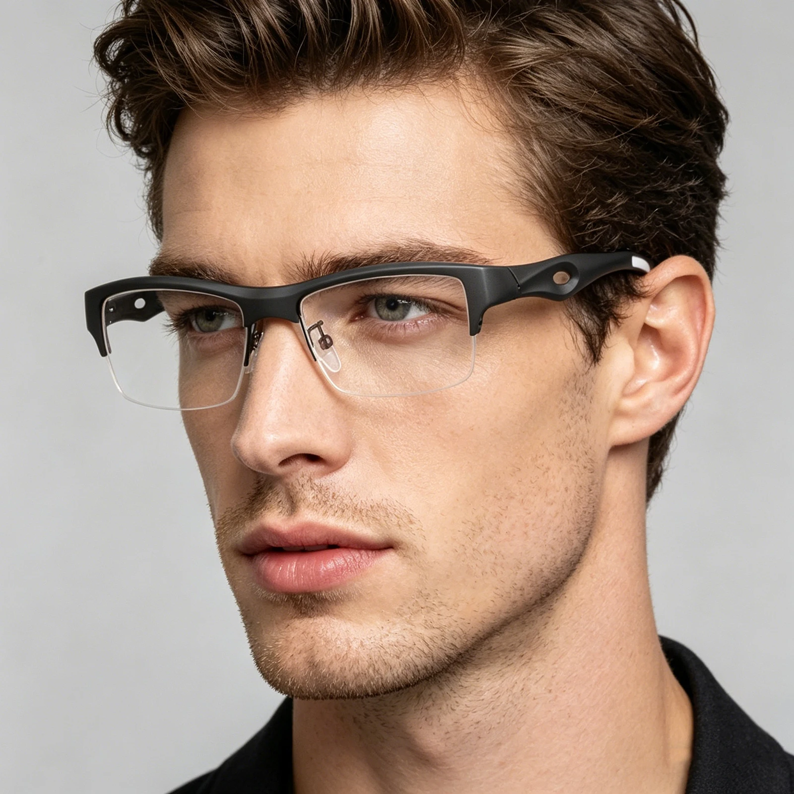 Fashion Men Sports Glasses Frame Flexible Eyewear TR90 Frames Square Half-rim Luxury Eyeglasses Clear Lens