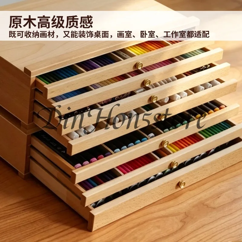 Beech Storage Box Painting Painting  Art Student Sketch Oil Wooden PaintingChildren's Three-layer