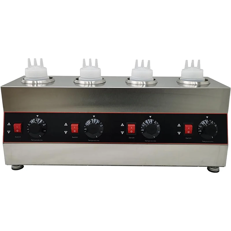 4 شبكات الكهربائية موزع صلصة الطعام التجارية صلصة دفئا 650 مللي زجاجات ضغط الجبن المربى آلة تدفئة الشوكولاتة