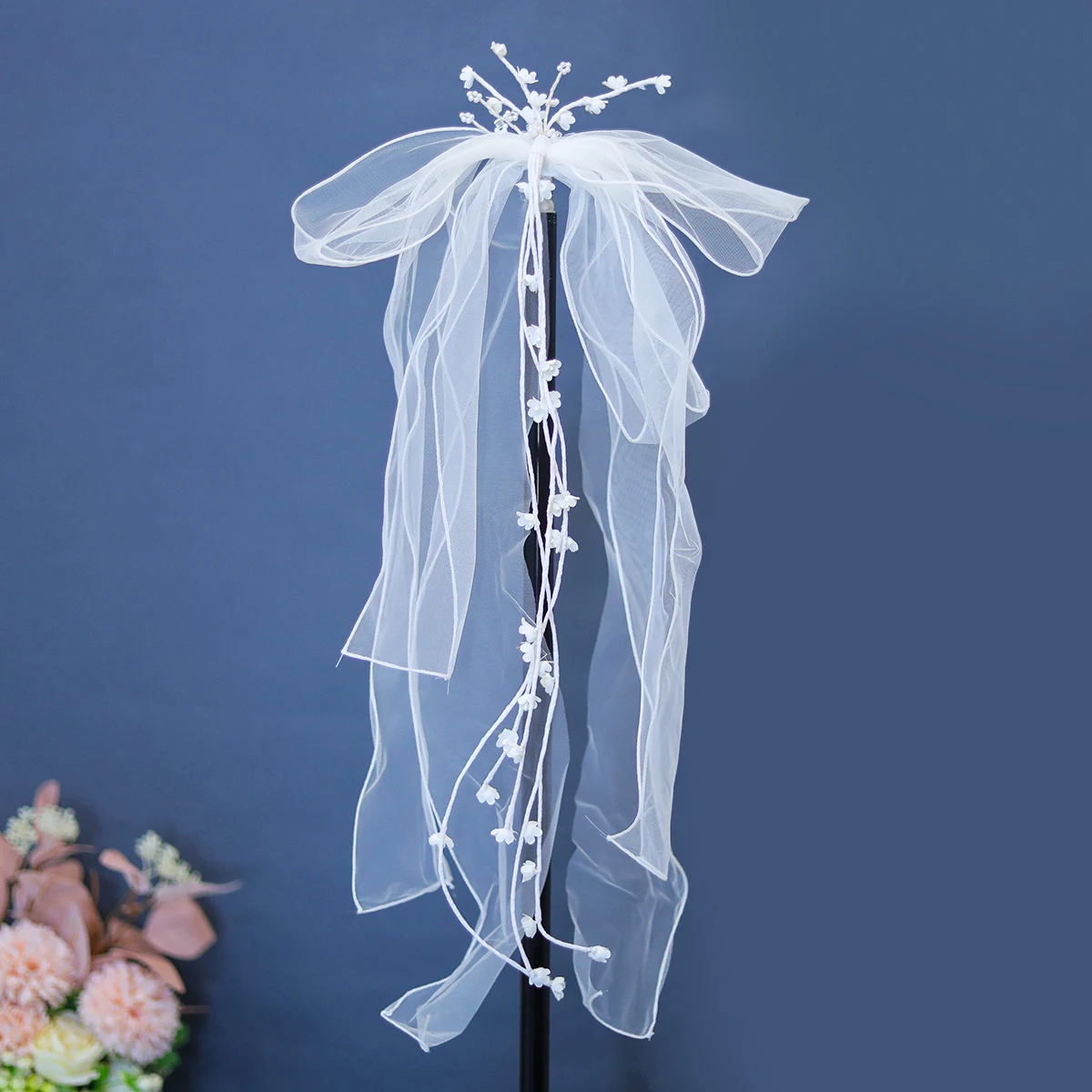 Handmade Flower Bridal Veil Headdress Headwear Sweet Bow Simple Hair Clip Wedding Hair Accessories