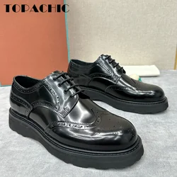 12.15 TOPACHIC Men's TPU Outsole Round Toe Derby Shoes Office Genuine Leather Cow Suede Casual Shoes