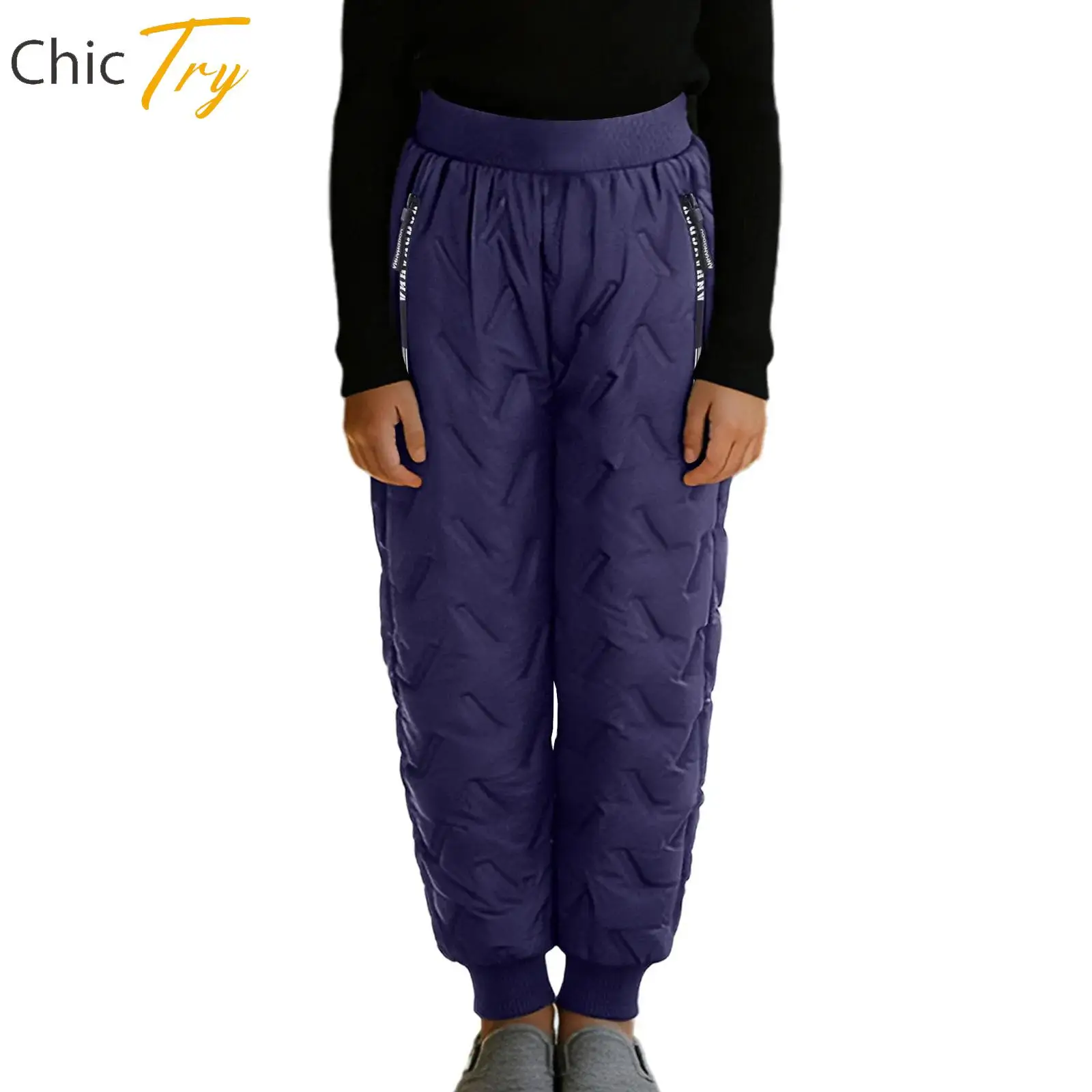 

Unisex Kids Boys Girls Outdoor Sports Pants Skiing Snowboarding Costumes Warm Thick Fleece Lined Pants Elastic Waist Trousers