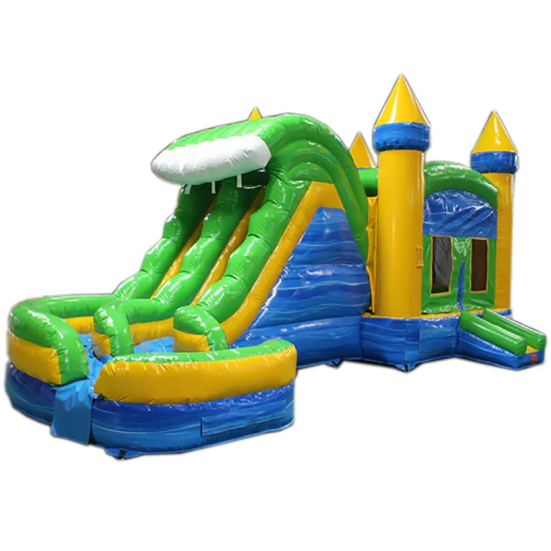 

29' Blue & Green Bounce House Wet or Dry Water Slide Combo