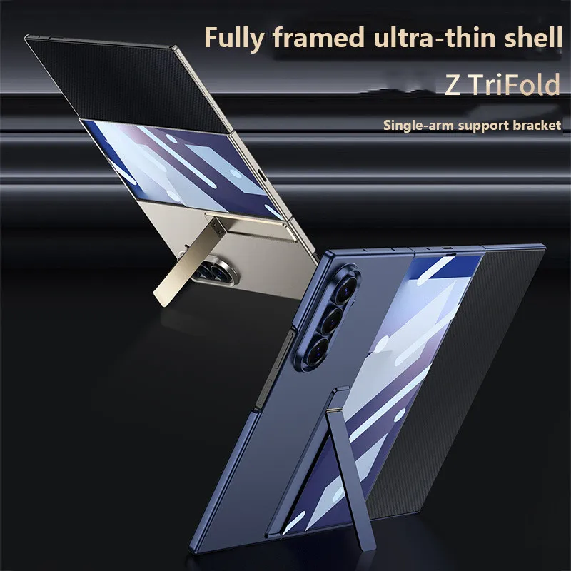 Ultra-thin All-inclusive Stand Case For Samsung Galaxy Z TriFold Integrated One-Word Stand Protective Covers With Tempered Film