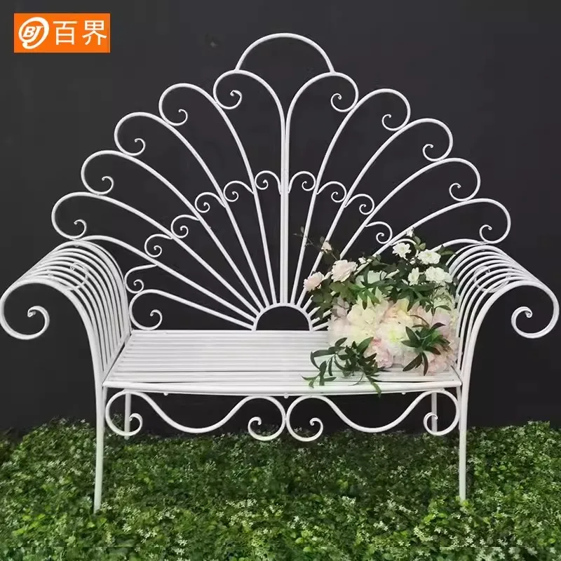 

European new park chair props outdoor decoration ornament bench chair leisure garden outdoor balcony wrought iron sofa