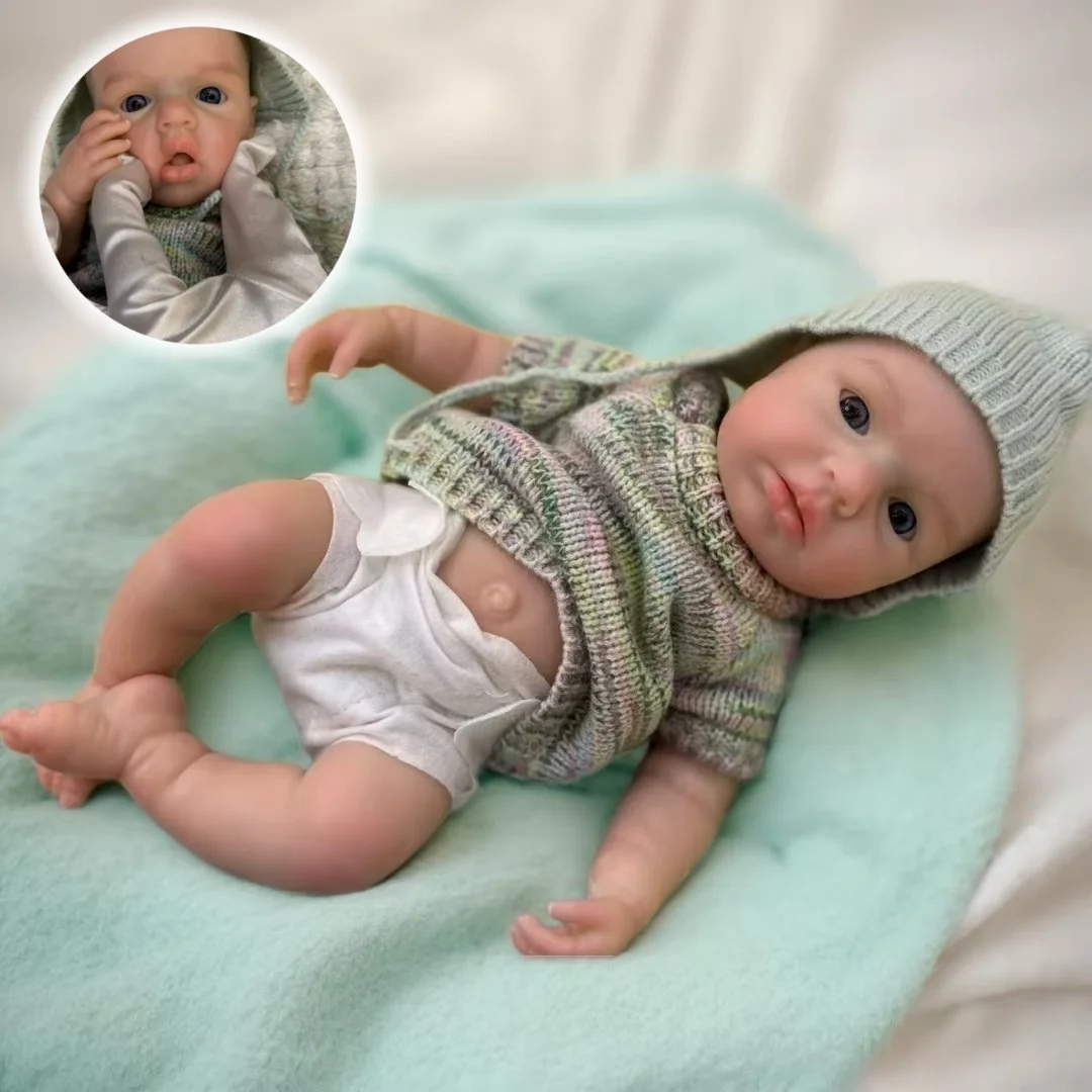 

Open Eyes 33CM Loulou Painted Silicone Girl Doll With Open Mouth Soft Touch Washable Lifelike Newborn Girl Silicone Doll