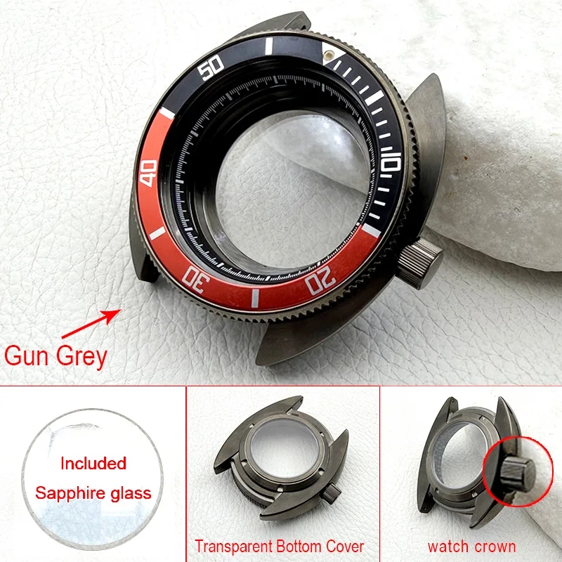 

44 мм Gun Grey Mod 6105 6309 Корпус для часов Abalone Turtle для часов 22 мм Браслет подходит для NH35 4R Механизм Мужские часы для дайвинга Корпус на заказ