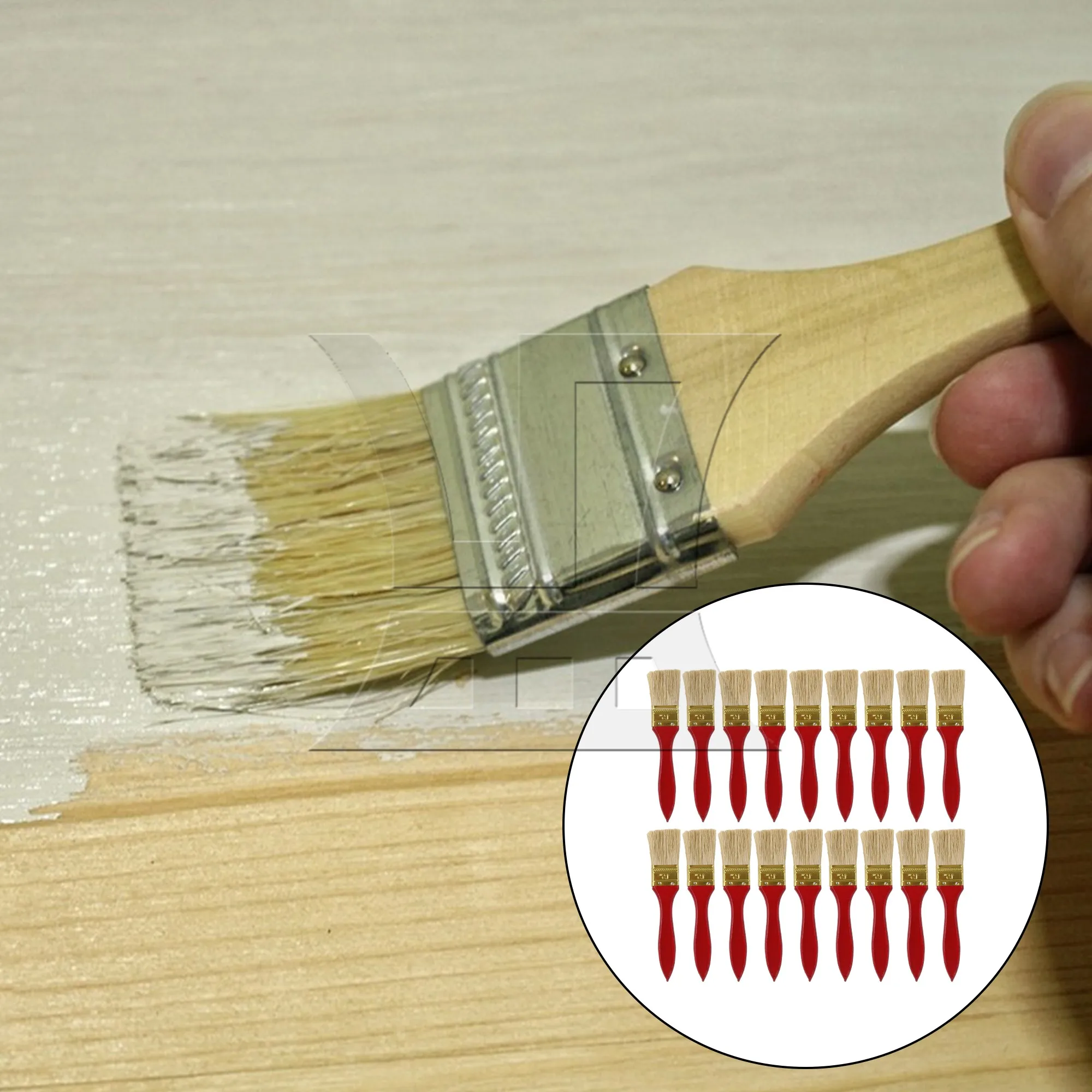 18 Pcs Paint Brush Tool w/ Redwood Color Handle for Window Frames 1.5"