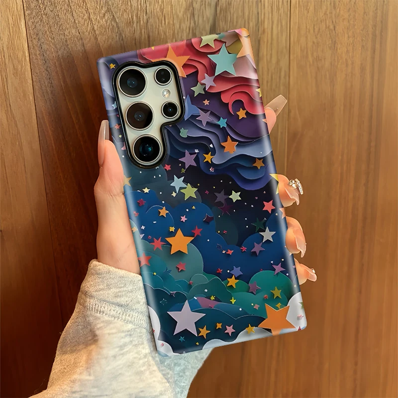 حافظة هاتف ناعمة على شكل نجوم ملونة لهاتف سامسونج جالاكسي S23 Ultra S24 S 24 Plus S20 FE طبقة مزدوجة مضادة للسقوط #6