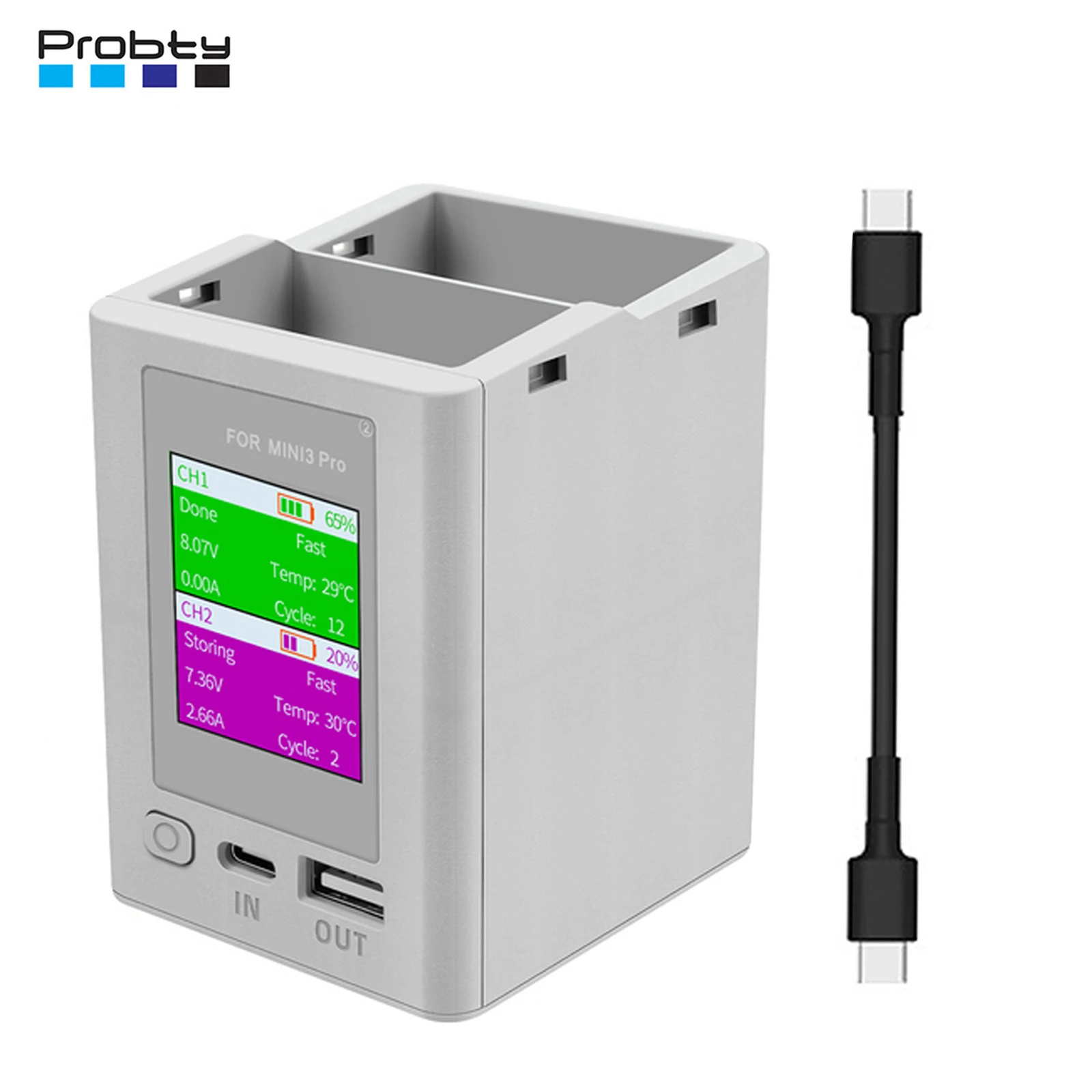 For DJI Mini 4 Pro/Mini 3 Pro Charging Butler Digital Display Charging Hub Battery Intelligent Charger Drone Accessories