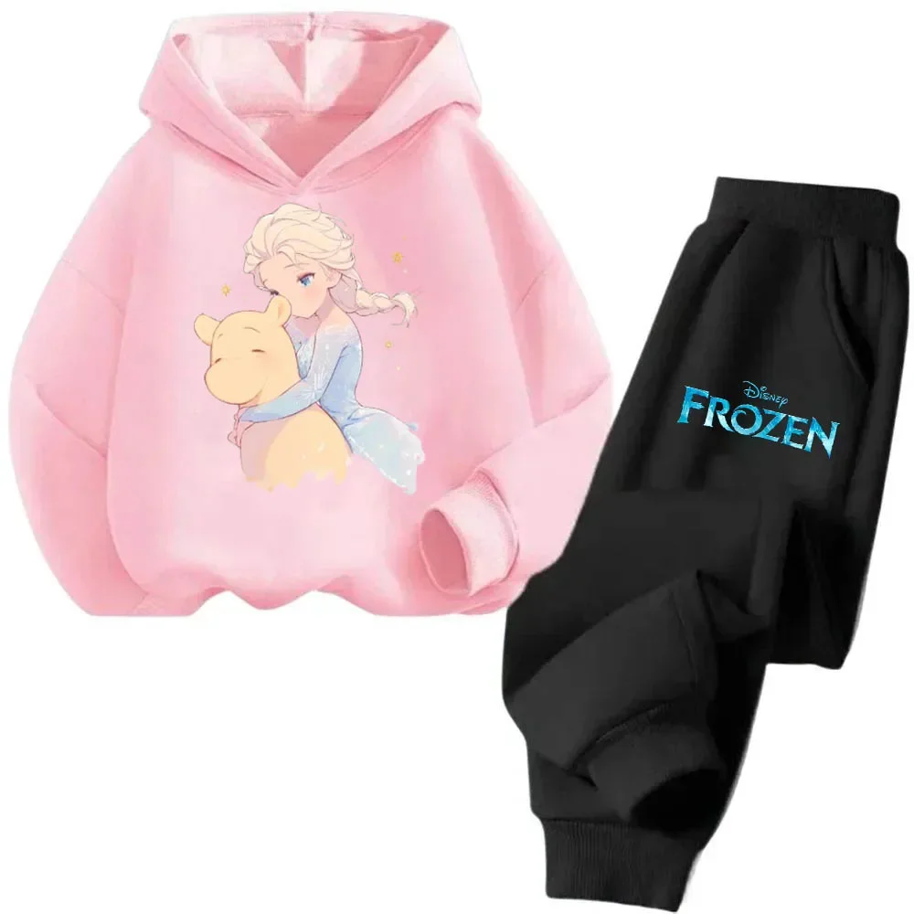 Outdoor Casual New Comfortable Soft 2 Suits Pullover Long Sleeve Crew Neck Daily Party Disney Girl Cartoon Elsa Princess