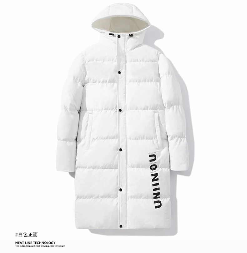 Casual Winter Jacket Men's Long Preppy Letter Print Thick Warm Down Cotton Padded Coat Women Luxury Ski Cold-proof Hooded Parka