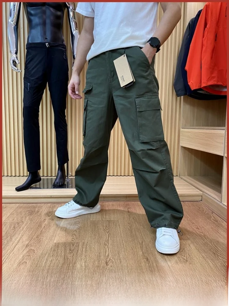 

American Sle Heavy Du Workwear Cotton Men's Loose Wide Leg Casual Pants New Autumn Faion Straight Leg Long Trousers