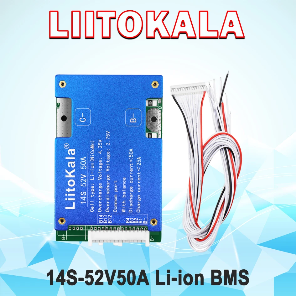 

LiitoKala 14S-52V50A Защитная пластина для литиевой батареи серии 14 52 В