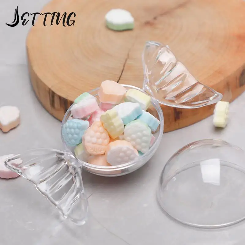 2/12pcs Clear Plastic Candy Shape Favor Box Mini Candy Shaped Container With Cover For Wedding Birthday Party Baby Shower