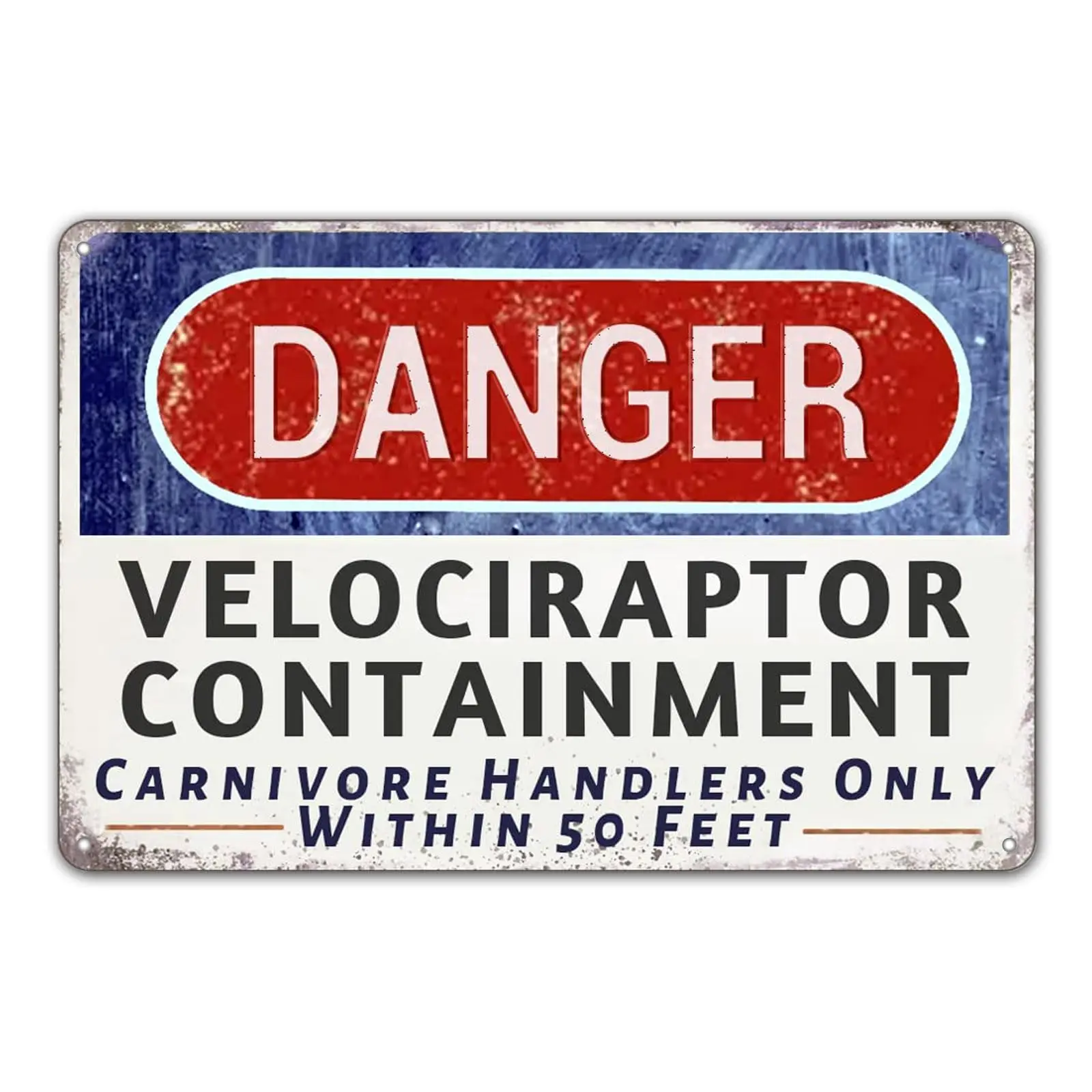 Danger Velociraptor Containment Warning Sign Dinosaur Park Movie Memorabilia Decor 12