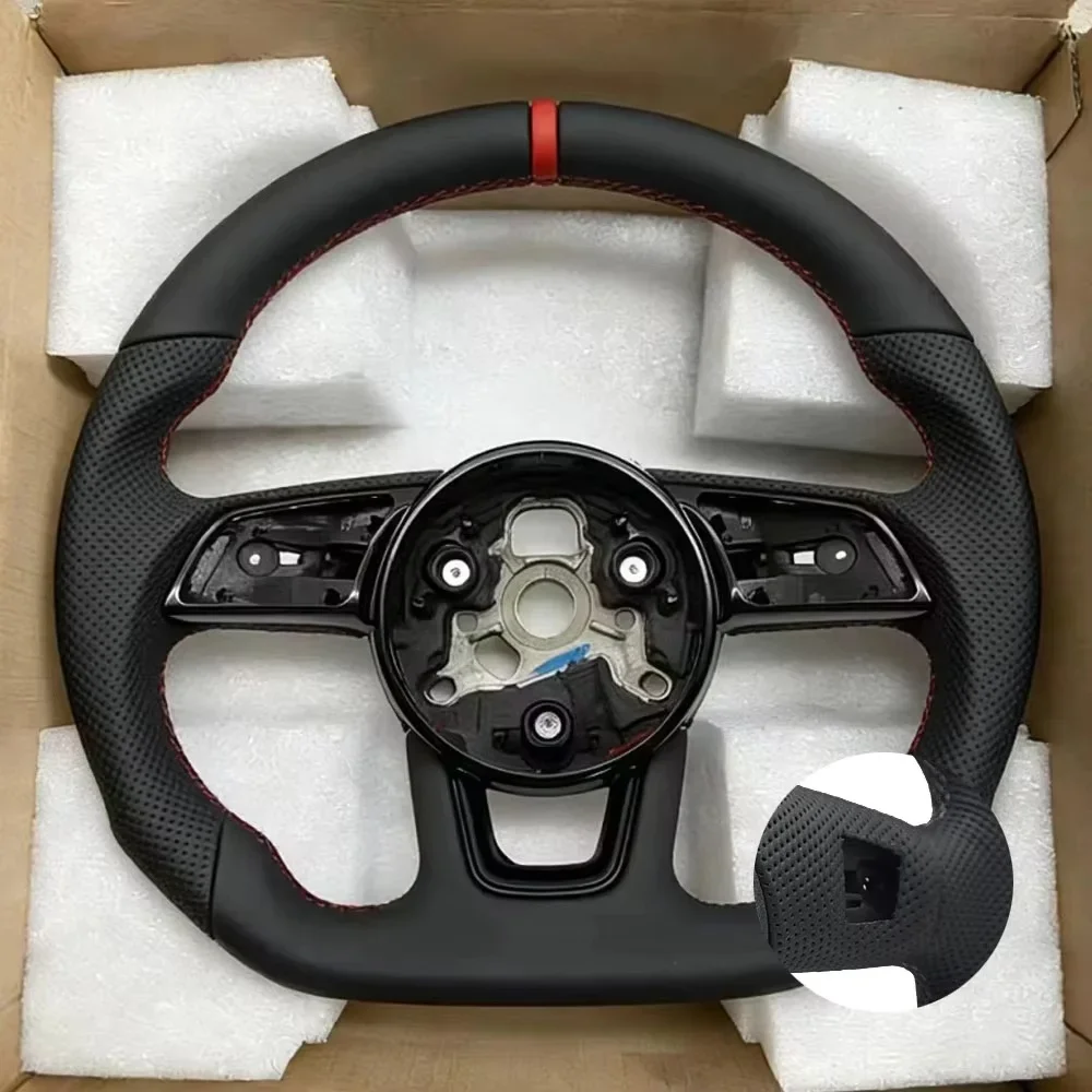 Sports Style Leather Steering Wheel for Audi A4 B9 S4 A3 8V S3 RS4 RS5 A5 S5 Sport Racing Car Interior Upgrade