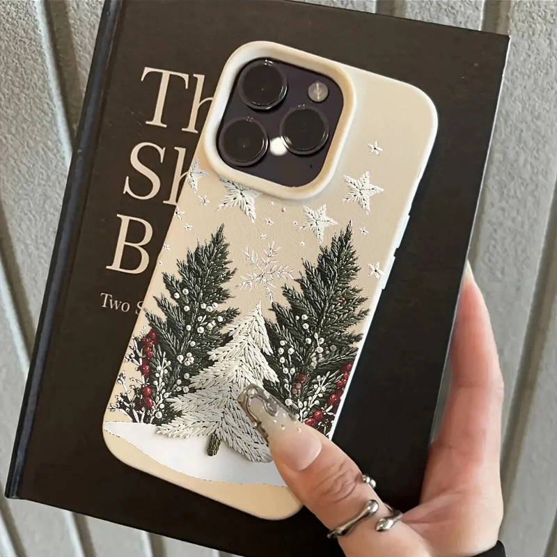 Coque de téléphone Design arbre de noël, étui pare-chocs en Silicone antichoc pour iPhone 17 Pro Max 16 15 14 13 12 11 XS X XR 16 Plus 17