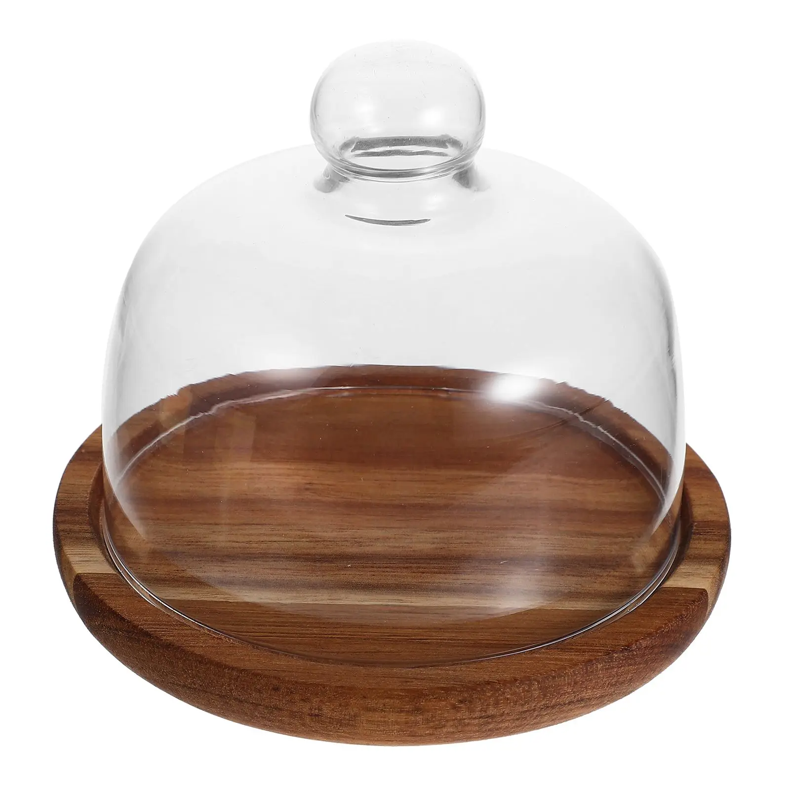 Wooden Cake Stand 13CM Natural Acacia Dessert Display Tray Glass Lid Party Pastry Serving Candy Cookie Fruit Storage Cake