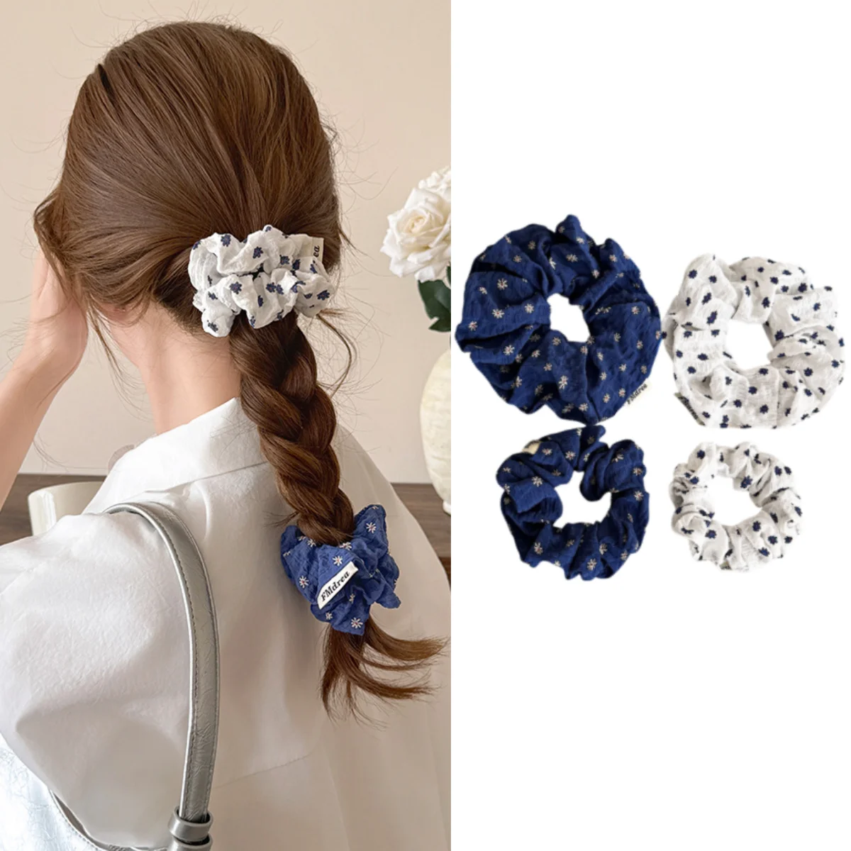 

4PCS Elegant Large Scrunchies for Women - Hair Ties for Low Ponytails, High-Elasticity and Durable Ponytail Hair Ropes, Hair Acc