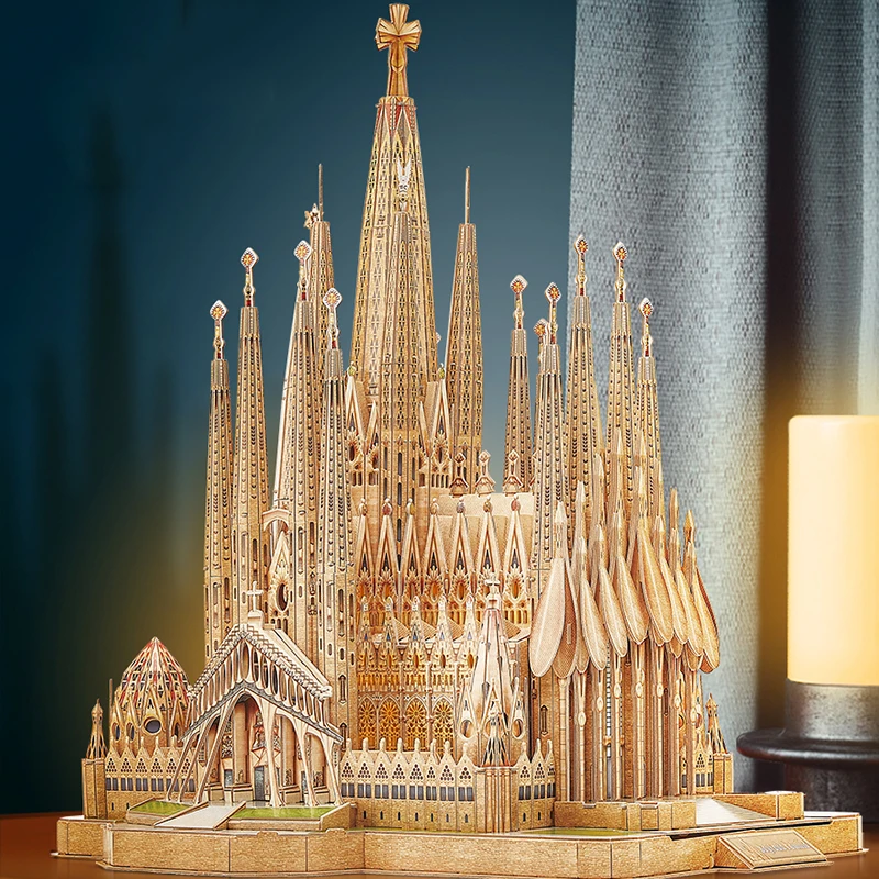 

DIY Paper Puzzle 3D Three-Dimensional Barcelona Sagrada Familia Cathedral Model Jigsaw Assembly Toy Children Birthday Gifts