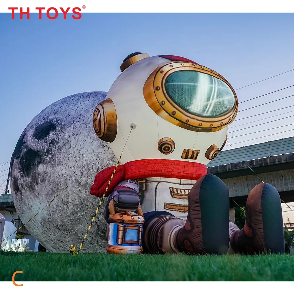 Spedizione aerea rapida a domicilio, astronauta gonfiabile con palloncino a forma di luna, illuminazione a LED, modello di astronauta gonfiabile