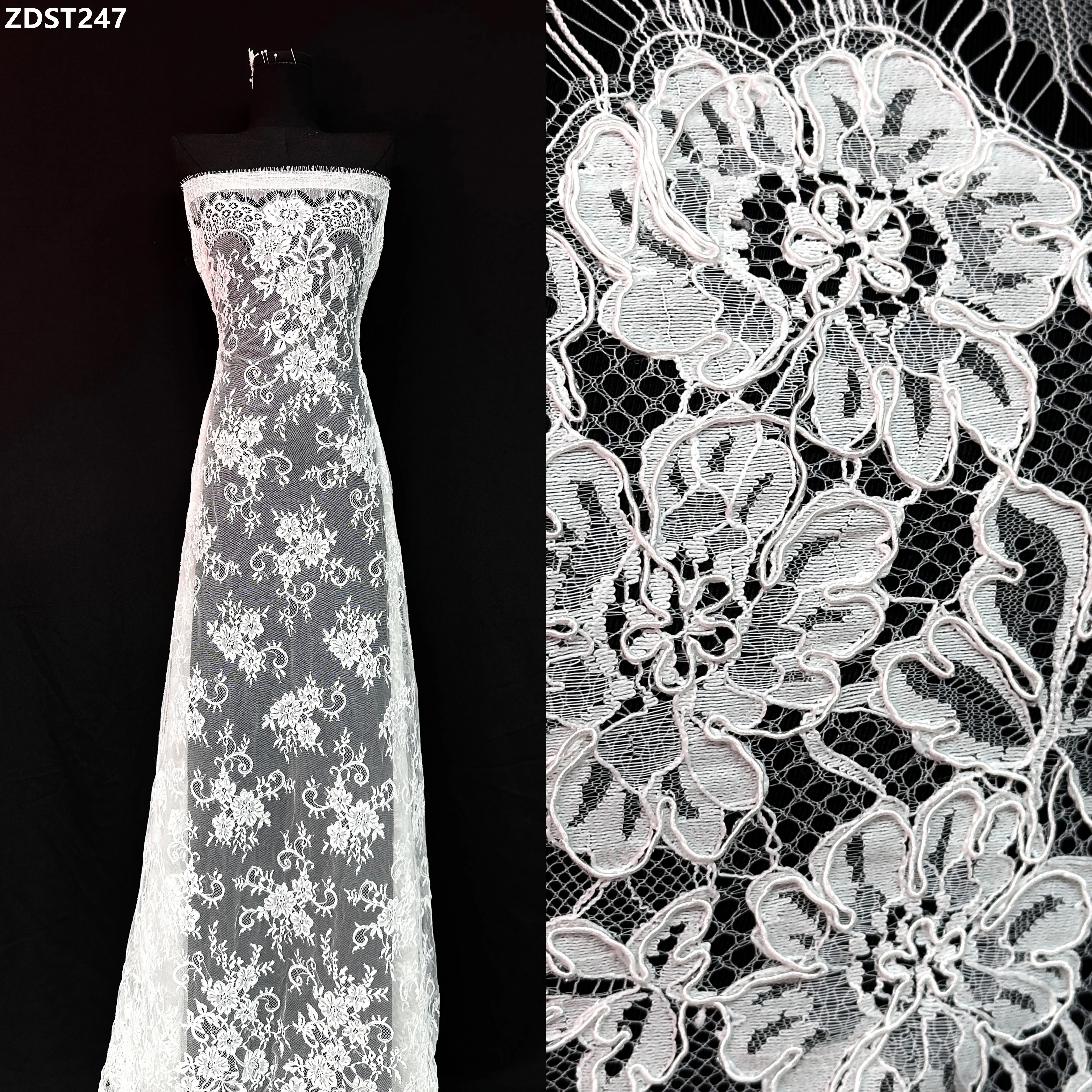 

High Quality 3.3Yards French African Mesh Tulle Lace Fabric for Elegant Party Dress White Nigerian Net Lace Fabric