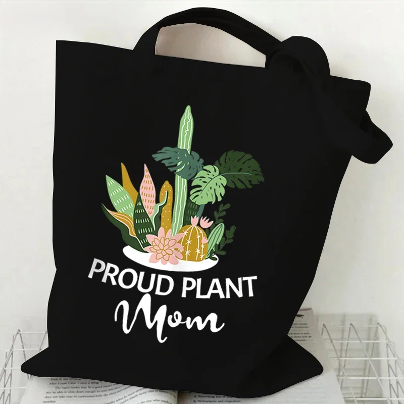 Women Canvas Handbags I Love Monstera Female Reuseable Shopping Bag Student Vintage Plants Tote Bags Woman Monstera Shoulder Bag