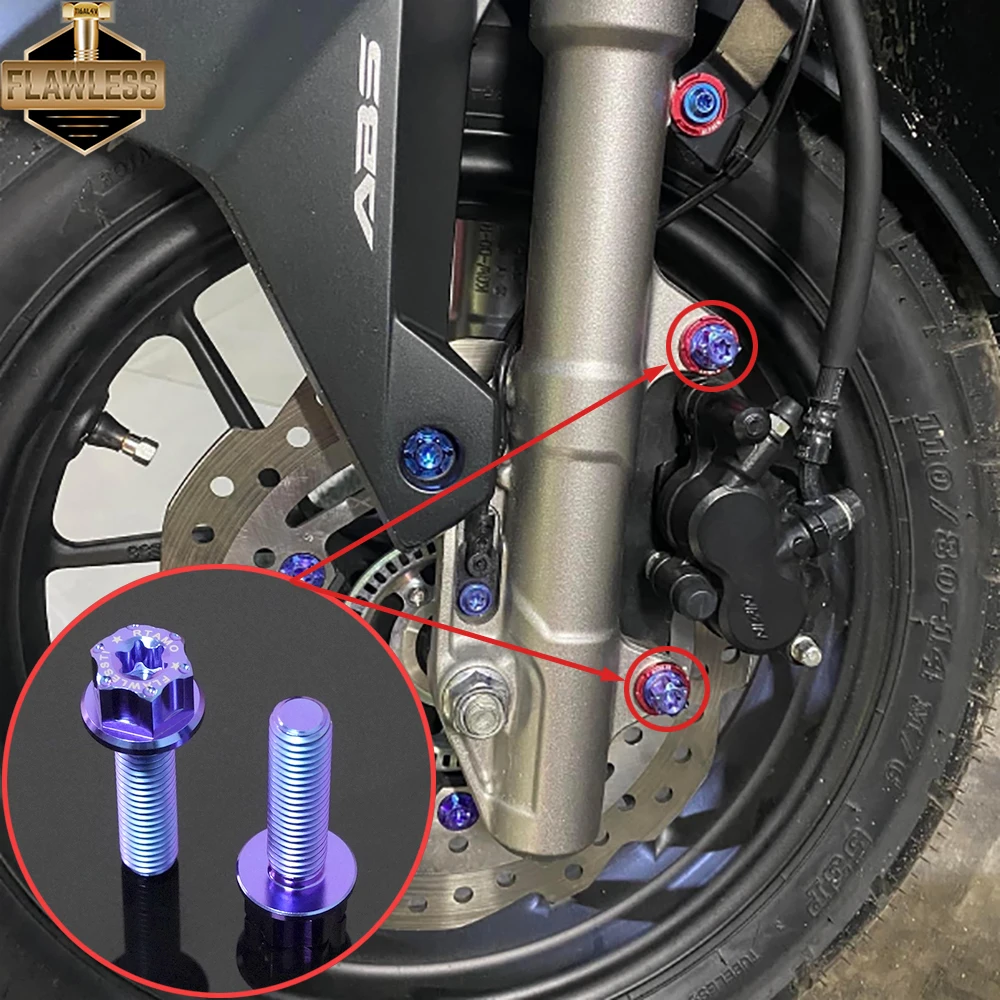 FLAWLESSTI Gr5 التيتانيوم الترباس الفرامل الفرجار زيت المحرك الخلفي صدمة غطاء مرشح الهواء الترباس المحور الخلفي الجوز لهوندا ADV 160 2022-2025 #2