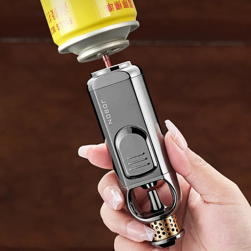 JOBON Metal Strong Spray Gun Windproof Blue Flame Butane Gas Torch Lighter Outdoor Camping BBQ Kitchen Cigar Lighters Smoking