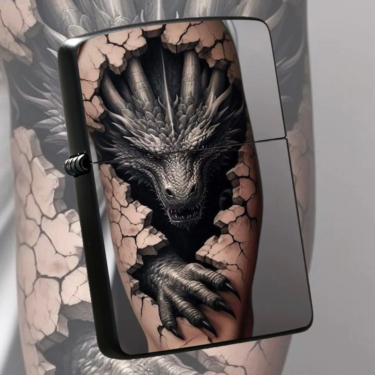 Visual Dragon Decorative Lighter Cracked Breaking-Out Dragon Pattern Stylish Portable Accessory Cool Unique Art Design Lightweight Carry-On Ideal For Daily Use Gifting For Any Scene A Humorous And Interesting Lighter