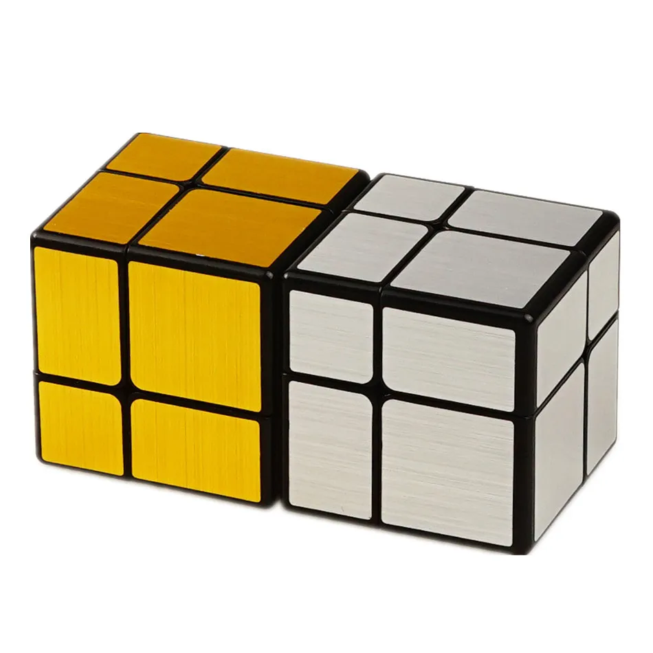 QiYi miroir 2x2 Cube magique Puzzle vitesse Cube magique doré/argent autocollant Cube jouets pour enfants 2x2x2 Cube de vitesse Cube miroir
